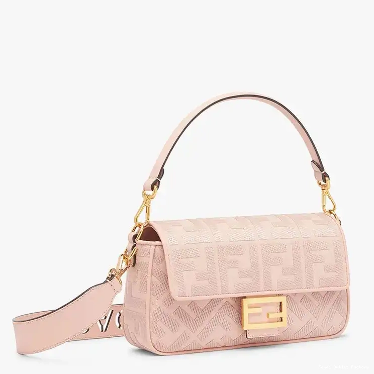 Vintage HOT In Medium Motif Laser FF with Pink Cut Baguette Canvas Strap Bag Fendi 0408